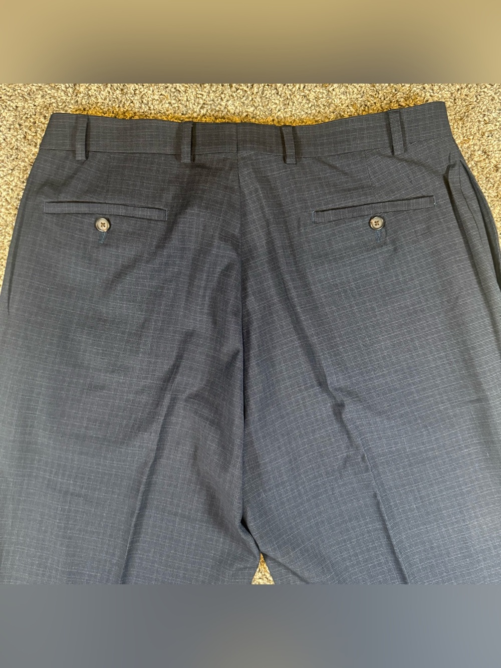Ralph Ralph Lauren Mens 36x32 Navy Plaid Trousers Flat Front Dress Pants Slacks - Picture 4 of 9
